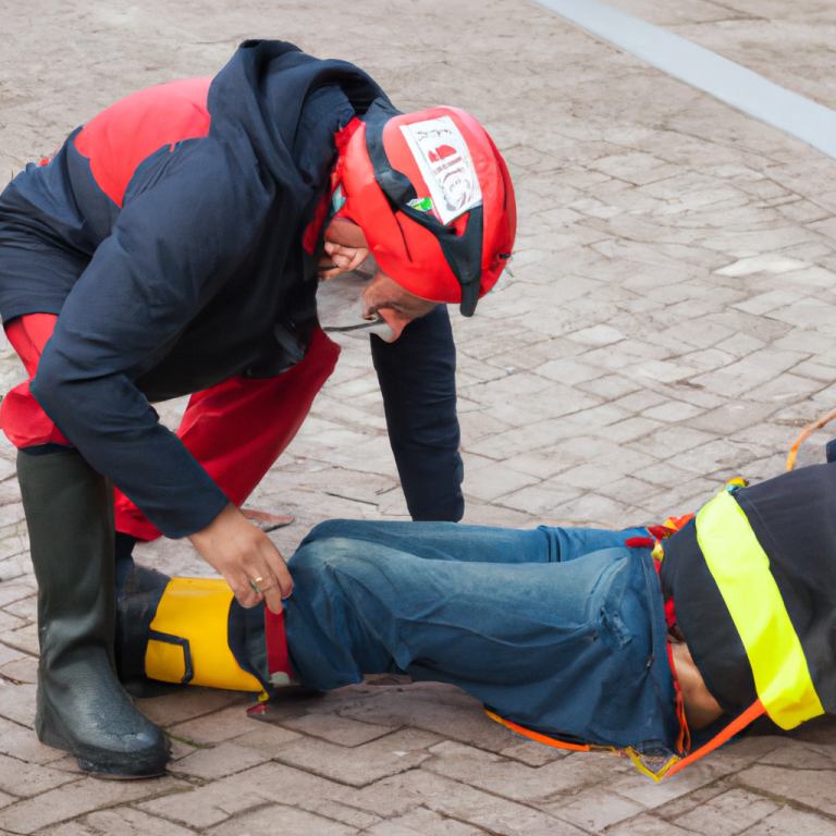  Un operatore di pronto soccorso sta applicando una benda a una ferita alla testa di una persona.
